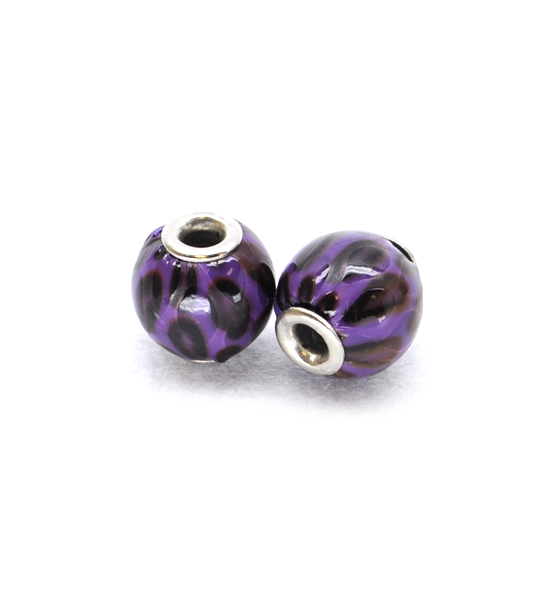 Perla rosca cuero sint. manchada (2 piezas) 14 mm - Violeta